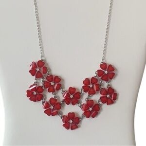 Faceted Red Flower Statement Necklace‎